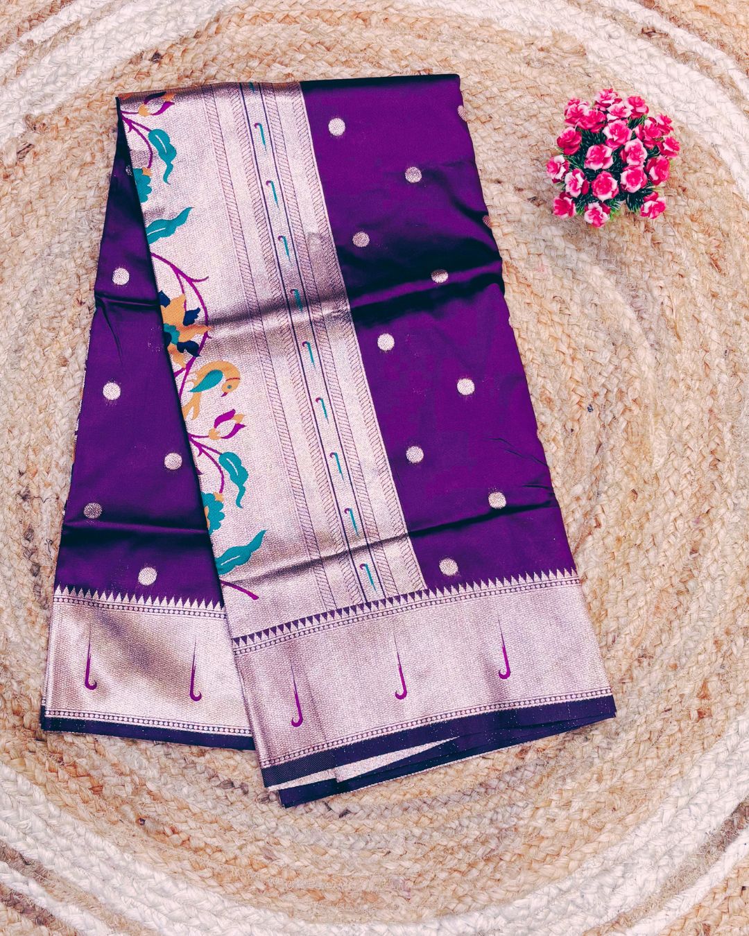 Purple Colour Silk Paithani Saree